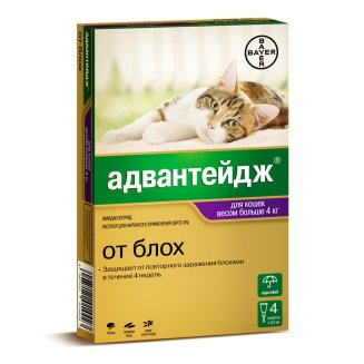 Адвантейдж для кошек более 4кг 80мг. 1пип.