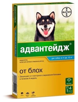Адвантейдж для собак от 4 до 10 кг, уп. 4 пип. х 1 мл