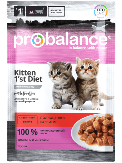 ProBalance 1'st Diet корм консервированный для котят с телятиной в желе, пауч, 85 г 1/28