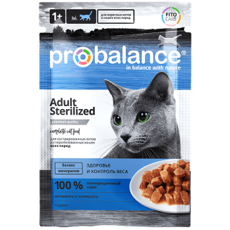 ProBalance Sterilized Корм консервир. для стерилиз.кошек/кастр. котов,пауч 85гр 1/28
