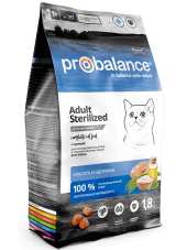 ProBalance Sterilized Корм сухой для стерилиз. кошек/ кастр. котов с курицей и рисом,1,8кг38 PB195