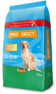 ProХВОСТ Корм сухой для собак,мясное ассорти 13 кг 51РН531