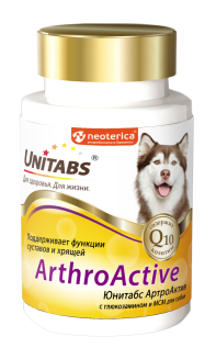 Юнитабс Arthro Active c Q10 д/собак при болезни суставов (100 табл)