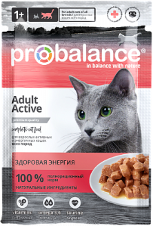 ProBalance Active корм консервированный, для активных кошек, пауч 85 гр 1/28