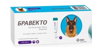 Бравекто Спот Он собаки 1000 мг. (20-40)