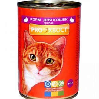 PROХВОСТ Корм консервированный для кошек, кролик, 415 гр 1/12