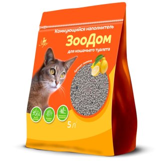 Комкующийся наполнитель для кошачьего туалета "ЗооДом", 5л/4 кг, клубника 1шт.(1/4)