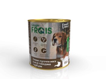 FRAIS HOLISTIC DOG КОНСЕРВЫ ДЛЯ СОБАК МЯСНЫЕ КУСОЧКИ С ГОВЯДИНОЙ И РУБЦОМ В ЖЕЛЕ, 850 ГР