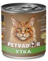 PETVADOR Влажный корм для кошек, утка с льняным маслом, 240 г 1/12