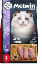 Melwin для кошек старше 7 лет с мясом птицы 1 кг