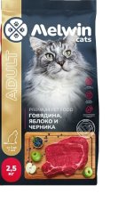 Melwin для кошек с говядиной, яблоком и черникой 2,5кг