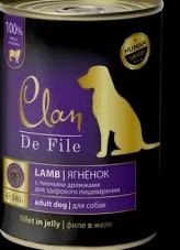 CLAN De File Ягненок в желе с экстратом юкки и пивными дрожжами для собак всех пород, 340 г 1/12