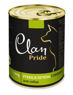 CLAN PRIDE Рубец и печень говяжья в желе для врозрослых собак всех пород, 340 гр 1/12