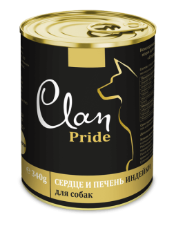 CLAN PRIDE Говяжье сердце и печень для врозрослых собак всех пород, 340 гр 1/12