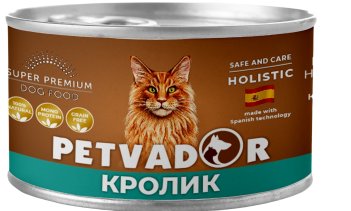 PETVADOR Влажный корм для кошек, кролик c цукини, 100 г 1/24