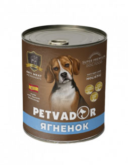 PETVADOR Влажный корм для собак, ягненок с льняным маслом, 400 г 1/9