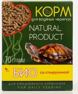 Корм для водных черепах "Био" со спирулиной, коробка 70 гр 1/50