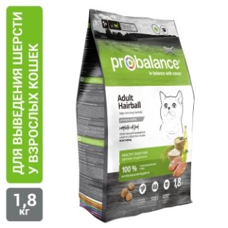 ProBalance Adult Hairball Корм сухой для кошек, облегчающий выведение шерсти, 1,8 кг 1/6