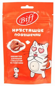 Хрустящие подушечки Biff для кошек с паштетом из телятины 60 г (25шт.)
