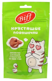 Хрустящие подушечки Biff для кошек с паштетом из утки 60 г (25шт.)