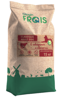 GLOGIN FRAIS CLASSIQUE СУХОЙ КОРМ ДЛЯ ВЗРОСЛЫХ СОБАК С ГОВЯДИНОЙ И ОВОЩАМИ, 15 КГ