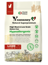 YUMMY LINEA Корм для взрослых кошек и котов всех пород с ягнёнком, 1,5 кг