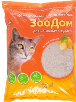 Комкующийся наполнитель для кошачьего туалета "ЗооДом", 10 л/8 кг, лимон 1шт.(1/2)