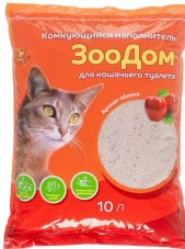 Комкующийся наполнитель для кошачьего туалета "ЗооДом", 10 л/8 кг, яблоко 1шт.(1/2)