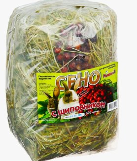 Сено луговое пресованное с шиповником, пакет 500 гр, 1/6