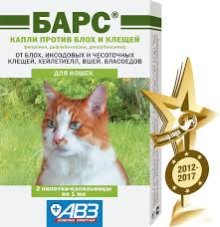 Капли \"Барс\" инсек. для кошек 3пипетки